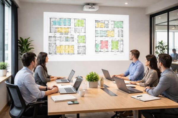 Bureaux : plans et zonings projetés via vidéoprojecteur Epson